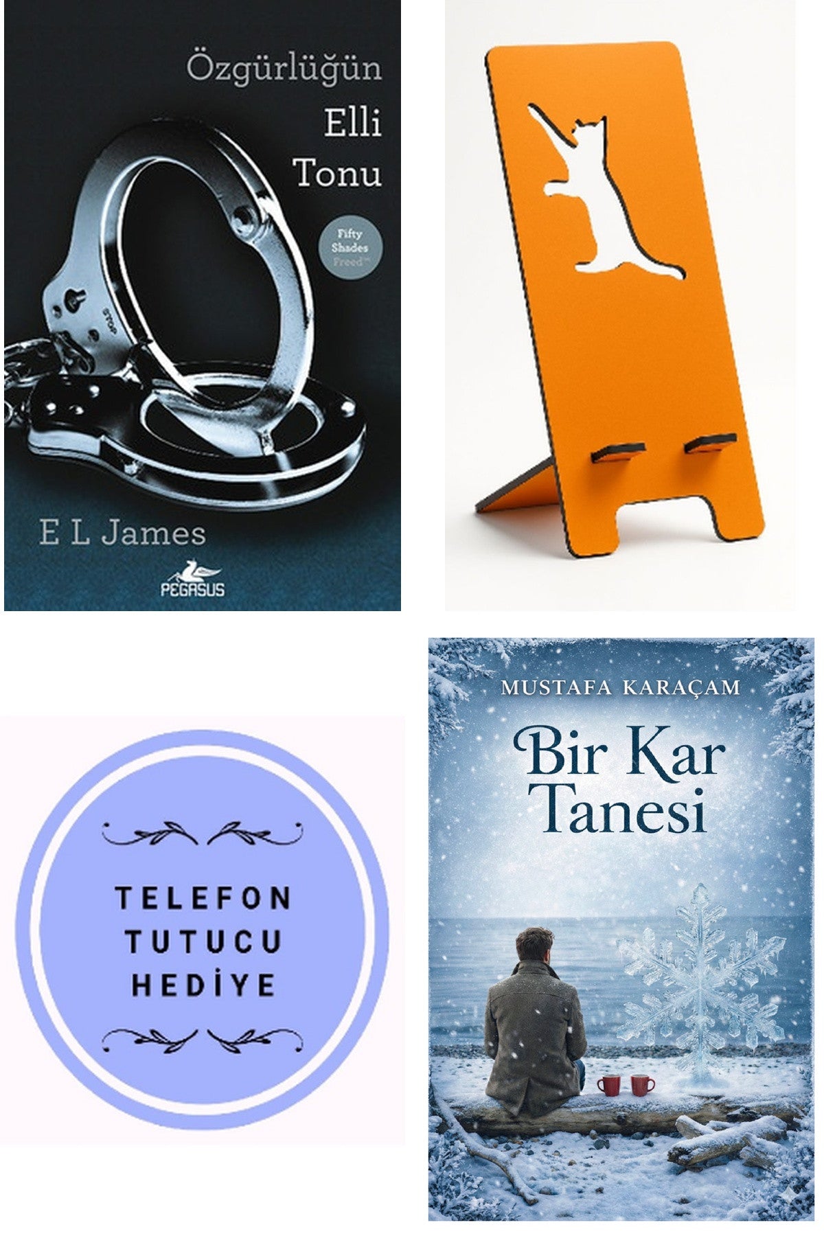 Özgürlüğün Elli Tonu - L. James + Telefon Tutucu + Bir Kar Tanesi kitap kapağı