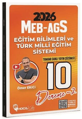 2026 MEB-AGS Eğitim Bilimleri ve Türk Milli Eğitim Sistemi 10 Deneme Çözümlü | Hoca Kafası Yayınları (Ciltsiz)  - Resim 1