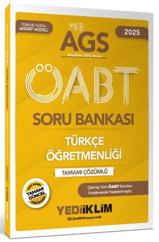 2025 MEB-AGS ÖABT Türkçe Öğretmenliği Tamamı Çözümlü Soru Bankası | Yediiklim Yayınları (Ciltsiz)  - Resim 1