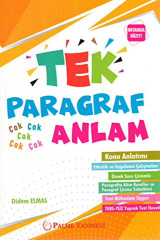 Palme Tek Paragraf Çok Anlam Konu Anlatımlı - Palme Yayınları - Didem Elmas kitap kapağı