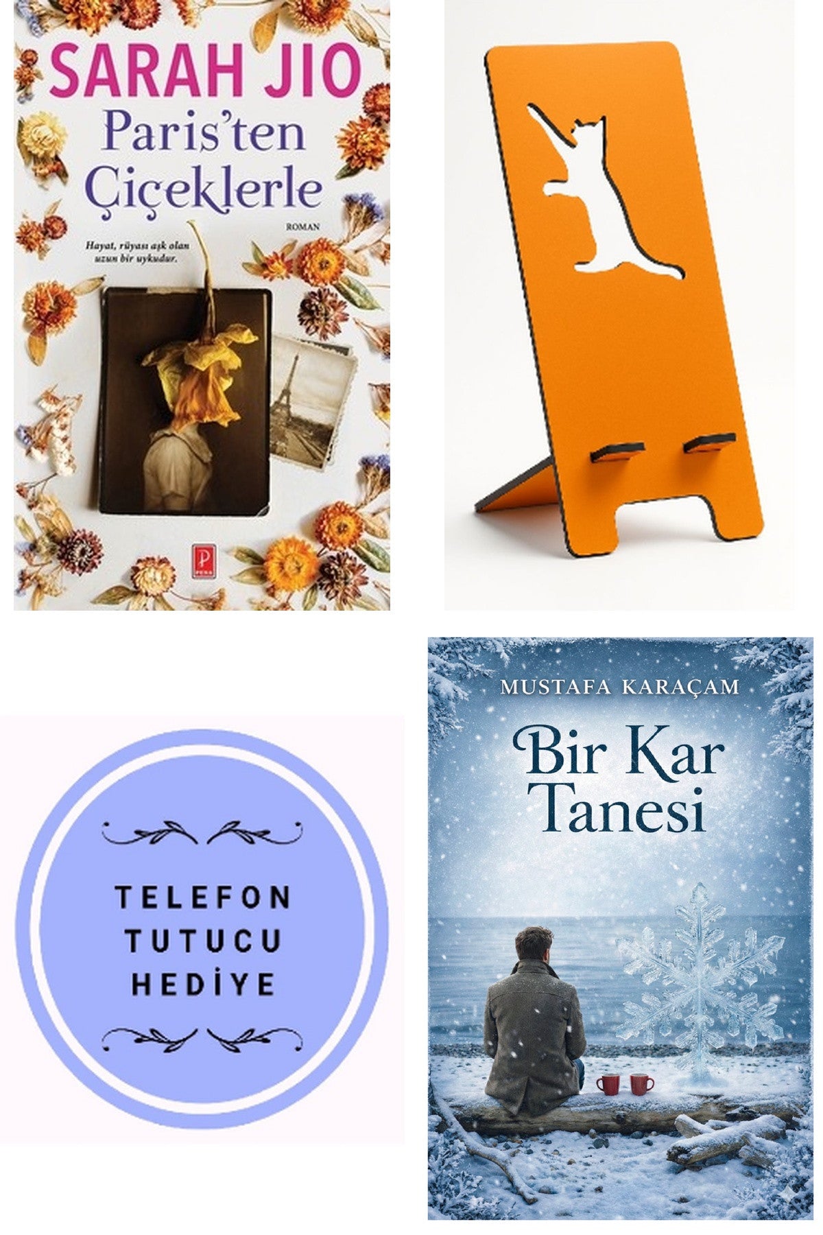 Paris'ten Çiçeklerle - Sarah Jio + Telefon Tutucu + Bir Kar Tanesi kitap kapağı