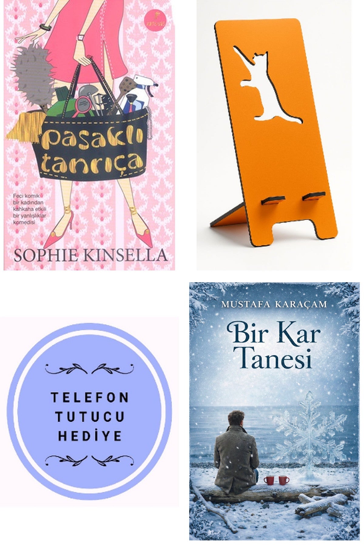 Pasaklı Tanrıça - Sophie Kinsella + Telefon Tutucu + Bir Kar Tanesi kitap kapağı