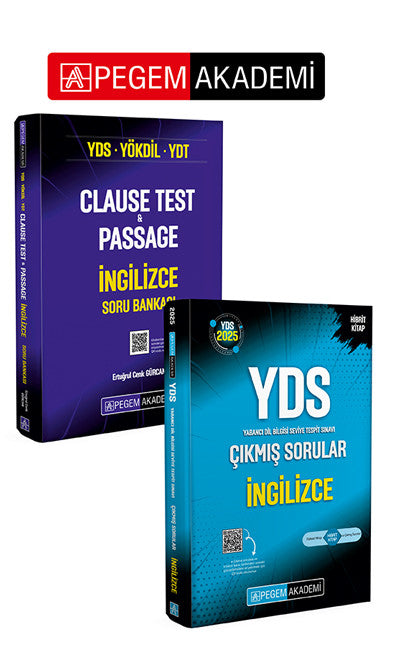 PEGEM AKADEMİ 2025 YDS İngilizce Çıkmış Sorular + YDS YÖKDİL YDT Clause Test & Passage İngilizce Sor kitap kapağı