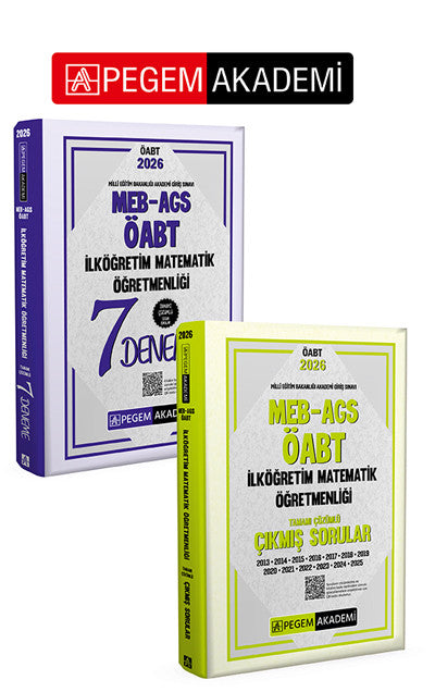 PEGEM AKADEMİ 2026 MEB AGS ÖABT İlköğretim Matematik Öğretmenliği Tamamı Çözümlü Çıkmış Sorular + 20 kitap kapağı