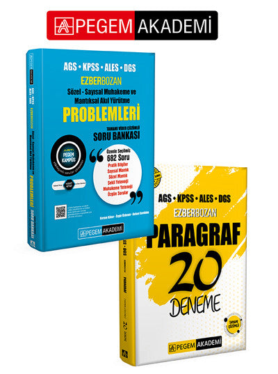 PEGEM AKADEMİ AGS KPSS ALES DGS Ezberbozan Paragraf 20 Deneme + AGS KPSS ALES DGS Ezberbozan Sözel S kitap kapağı