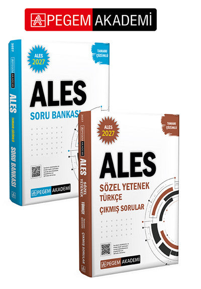 PEGEM KADEMİ 2027 ALES Tamamı Çözümlü Soru Bankası + 2027 ALES Sözel Yetenek Türkçe Tamamı Çözümlü Ç kitap kapağı