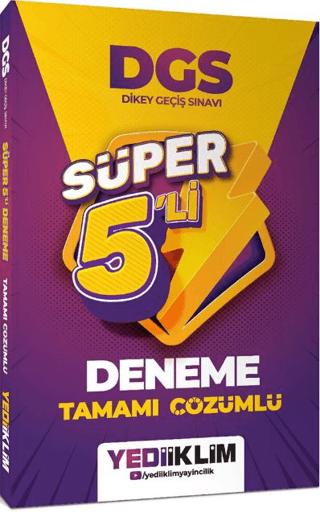 2027 DGS Tamamı Çözümlü Süper 5'li Deneme | Yediiklim Yayınları (Ciltsiz)  - Resim 1