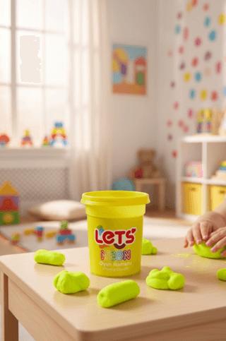 Let's Neon Oyun Hamuru Sarı 110g | Lets - Resim 1