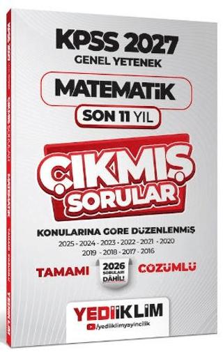 2027 KPSS Genel Yetenek Matematik Konularına Göre Tamamı Çözümlü Son 11 Yıl Çıkmış Sorular | Yediiklim Yayınları (Ciltsiz)  - Resim 1