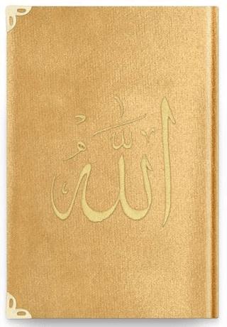Çanta Boy Kadife Kur'an-ı Kerim (Altın, Nakışlı, Yaldızlı) - 1036 Gold | Hayrat Neşriyat (Ciltli)  - Resim 1