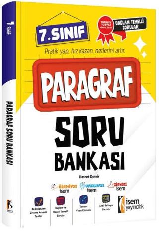 7. Sınıf Paragraf Soru Bankası | İSEM Yayıncılık (Ciltsiz)  - Resim 1