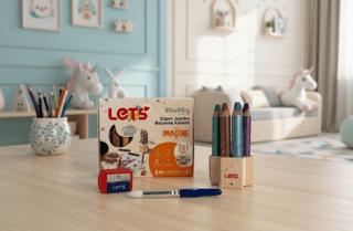 Let’s Chubby 3in1 Boya Kalemi Metalik 6 Renk 10 mm + Kalemtıraş | Lets - Resim 1