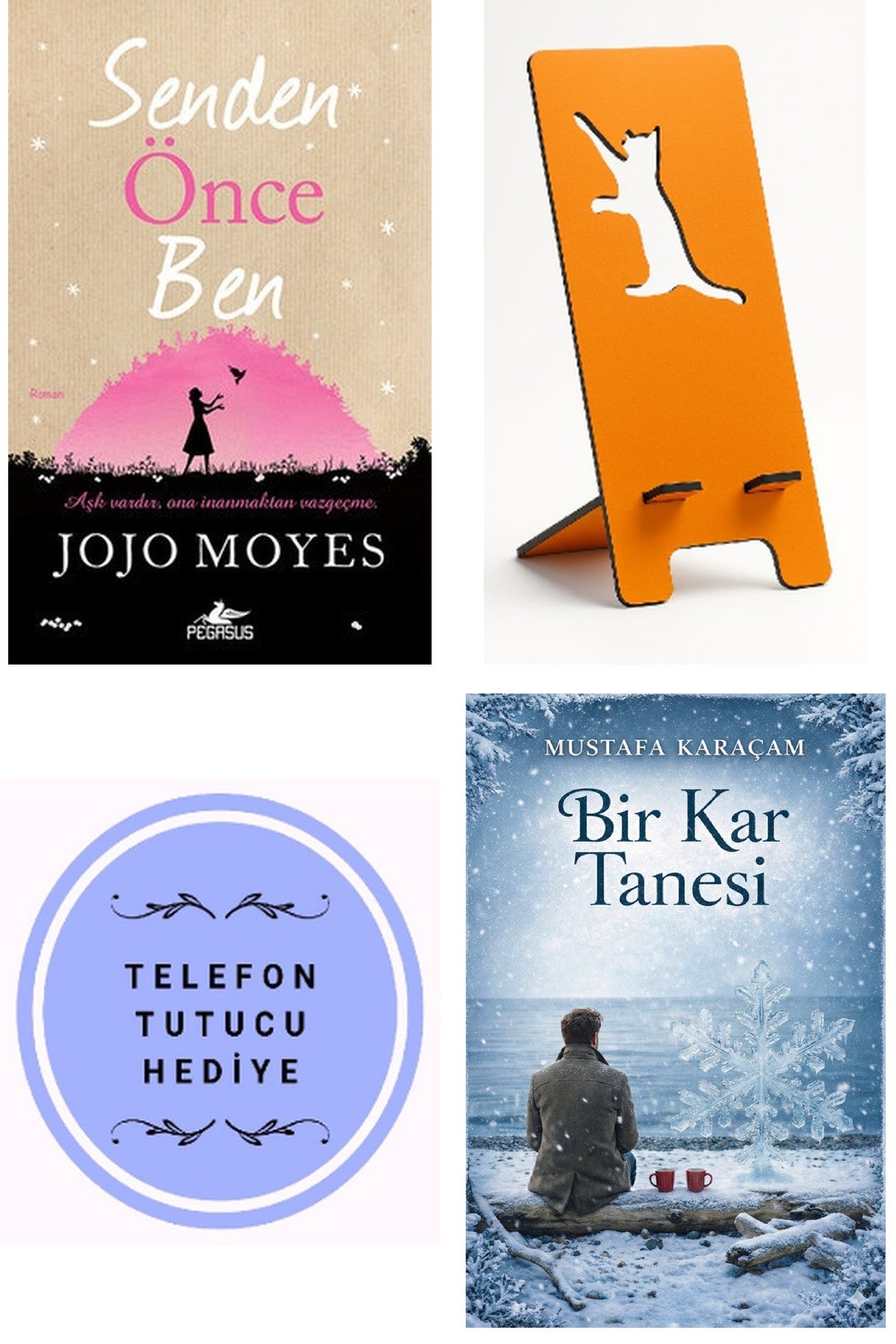 Senden Önce Ben - Jojo Moyes + Telefon Tutucu + Bir Kar Tanesi kitap kapağı