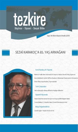 Tezkire Dergisi Sayı: 66 Ekim - Kasım Aralık 2018 | Tezkire Dergisi (Ciltsiz)  - Resim 1