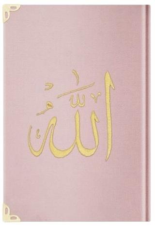 Çanta Boy Kadife Kur'an-ı Kerim (Pudra Pembe, Nakışlı, Yaldızlı, Mühürlü) - E5 Pudra Pembe | Hayrat Neşriyat (Ciltli)  - Resim 1
