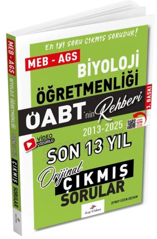 2026 MEB AGS ÖABT Biyoloji ÖABT'nin Rehberi Konularına Göre Tasnif Edilmiş Son 13 Yıl Orijinal Video Çözümlü Çıkmış Sınav Soruları | Dizgi Kitap (Ciltsiz)  - Resim 1