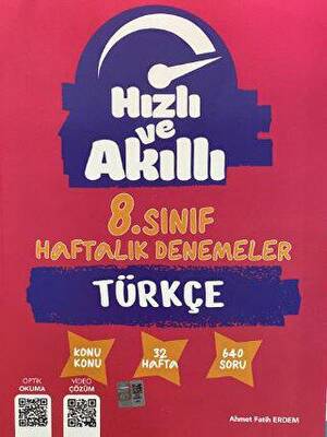 Tammat Yayıncılık Hızlı ve Akıllı 8.Sınıf Türkçe Haftalık Denemeleri - Ahmet Fatih Erdem kitap kapağı