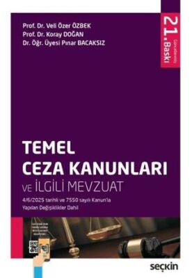 Temel Ceza Kanunları ve İlgili Mevzuat - Pınar Bacaksız kitap kapağı