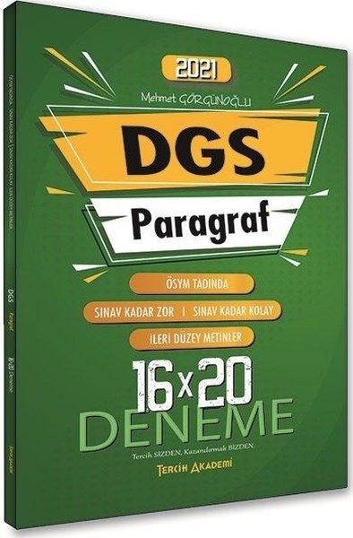 Tercih Akademi 2021 DGS Paragraf 16x20 Deneme - Mehmet Görgünoğlu kitap kapağı