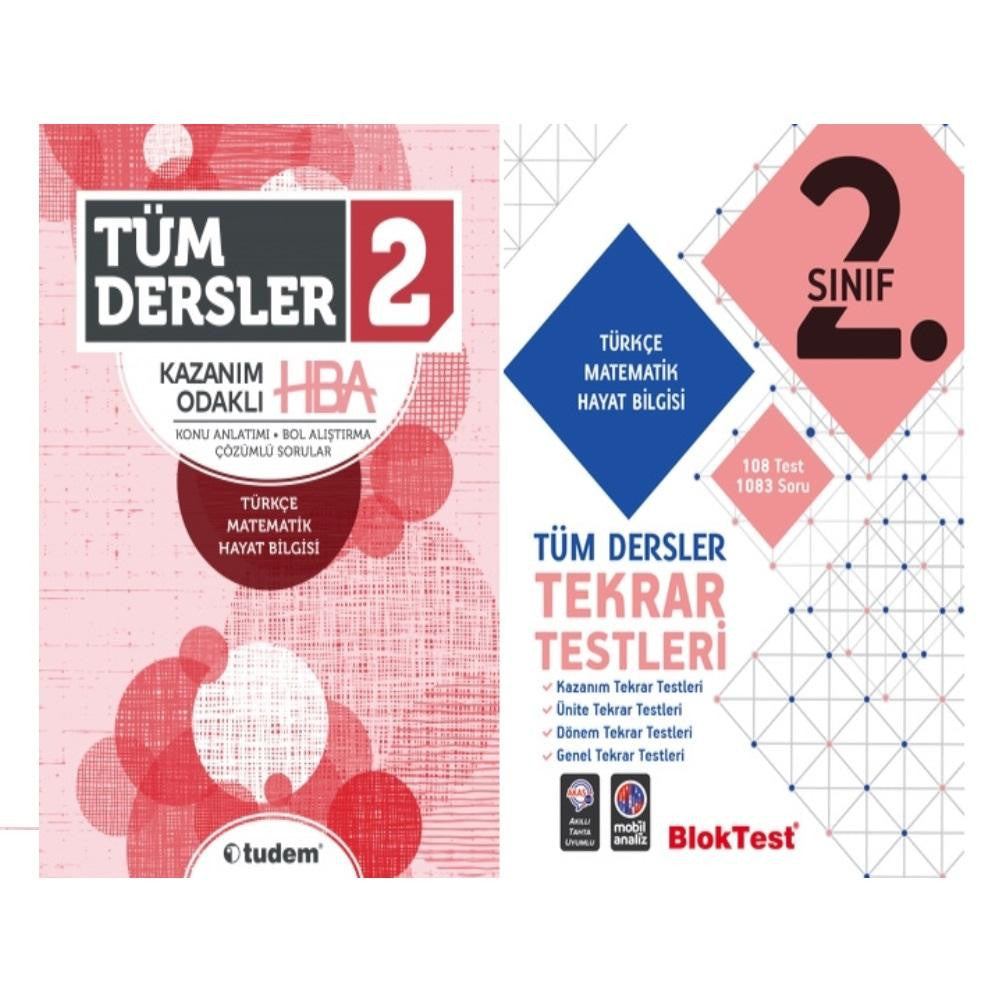 Tudem 2. Sınıf Tüm Dersler Kazanım Odaklı HBA - Tüm Dersler Tekrar Testleri kitap kapağı