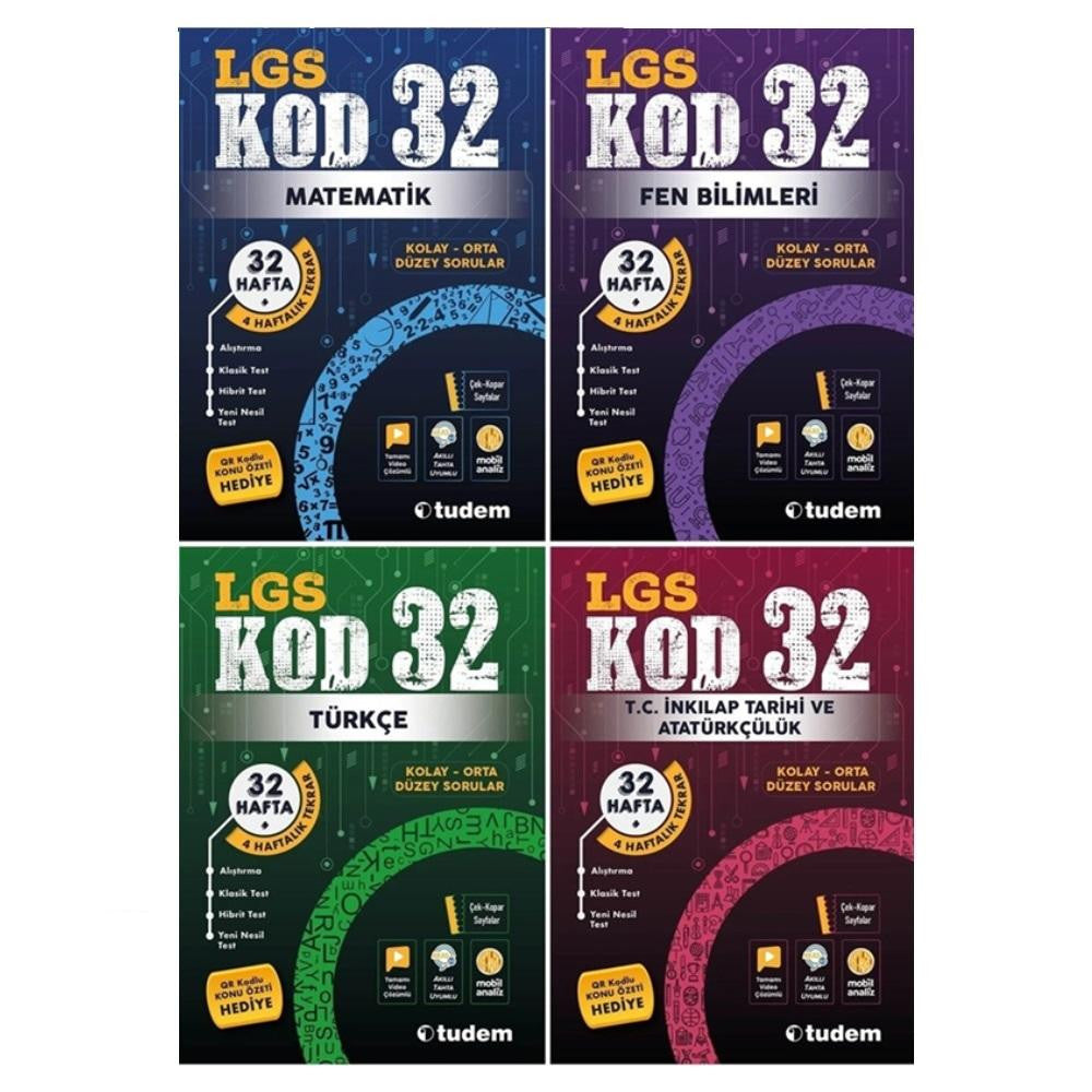 Tudem Yayınları 8.sınıf Lgs Kod 32 4'lü Set - Haftalık Denemeler kitap kapağı