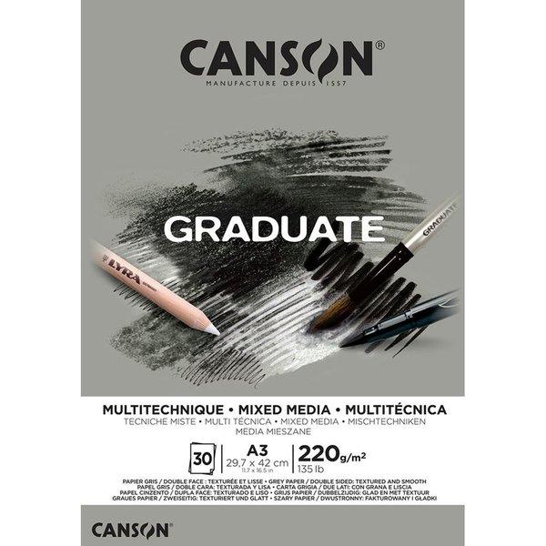 Canson Graduate Mix Media Blok Grey A3 Defter