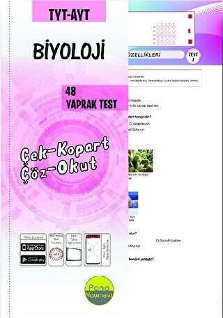 Pano Yayınevi TYT AYT Biyoloji 48 Yaprak Test - Zeynep Uzbilek kitap kapağı