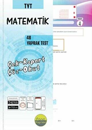 Pano Yayınevi TYT Matematik Yaprak Testleri Çek Kopart - Kolektif kitap kapağı