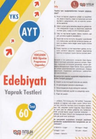 AYT Edebiyat 60 Yaprak Test | Nitelik Yayınları (Ciltsiz)  - Resim 1