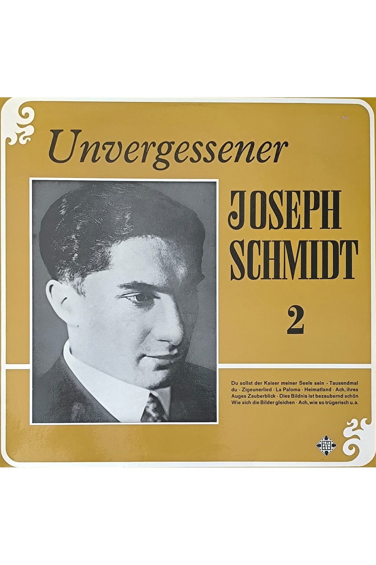 Unvergessener Joseph Schmidt 2 (Plak Lp, 1969) kitap kapağı