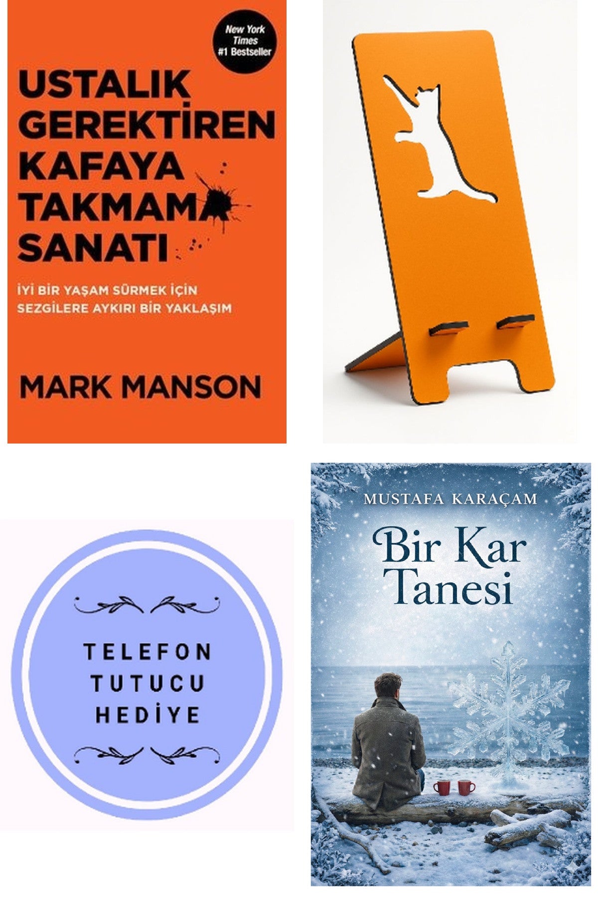 Ustalık Gerektiren Kafaya Takmama Sanatı - Mark Manson + Telefon Tutucu + Bir Kar Tanesi kitap kapağı