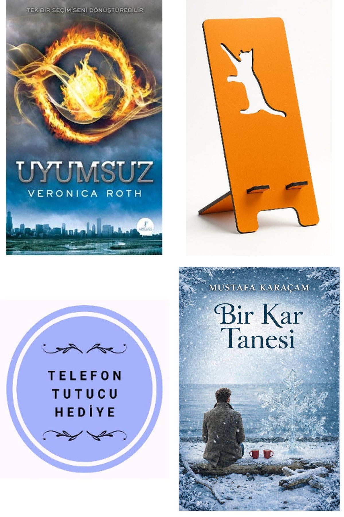 Uyumsuz - Veronica Roth + Telefon Tutucu + Bir Kar Tanesi kitap kapağı