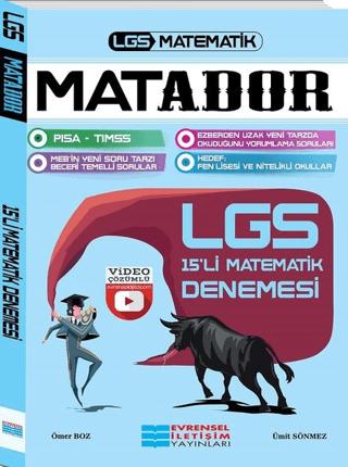 LGS Matador Video Çözümlü 15'li Matematik Denemesi | Evrensel İletişim Yayınları (Ciltsiz)  - Resim 1