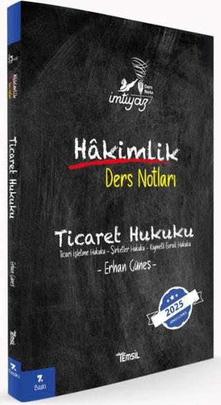İmtiyaz Ticaret Hukuku Hakimlik Ders Notları | Temsil Kitap (Ciltsiz)  - Resim 1