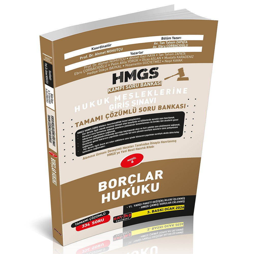 HMGS Kampı Borçlar Hukuku Soru Bankası - Tan Tahsin Zapata kitap kapağı
