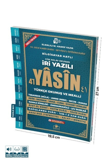 Çok Kolay Okunan İri Yazılı 41 Yasin Arapça Türkçe Okunuşlu ve Mealli İri Yazılı Orta Boy - M. Şehid Yeşil kitap kapağı