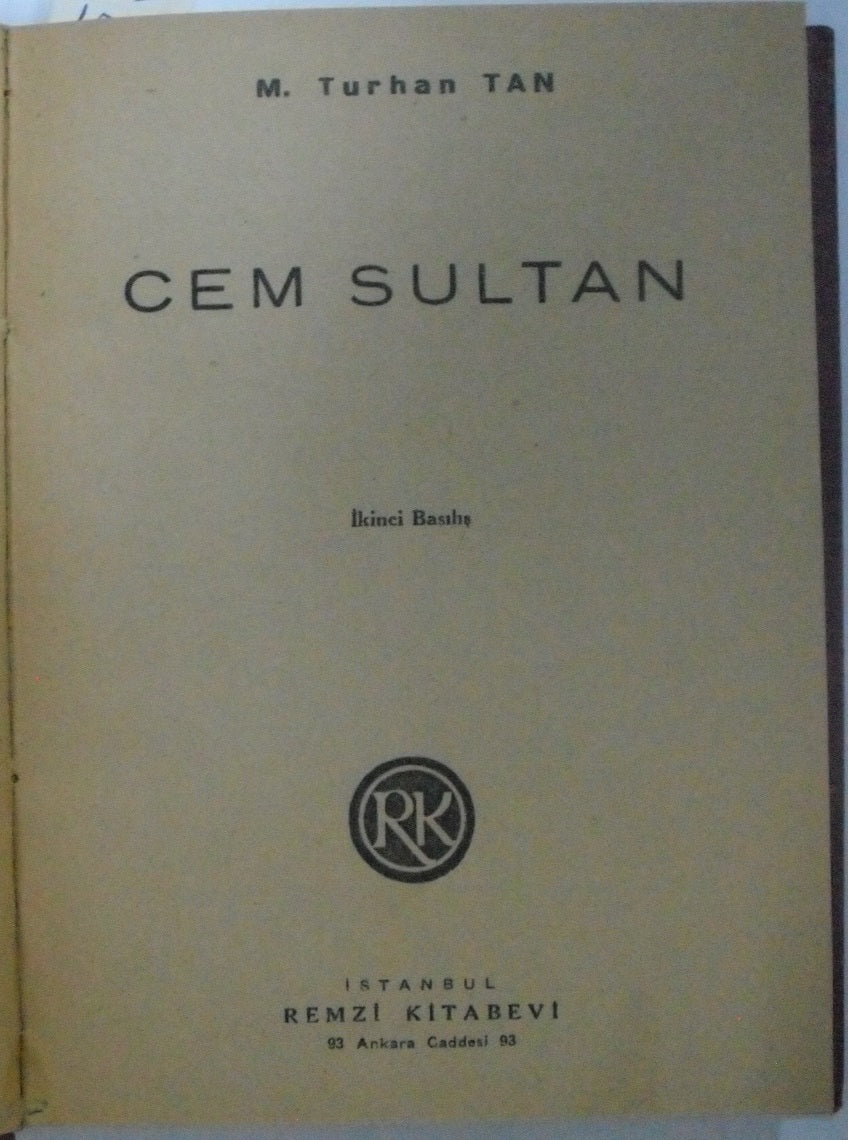 Cem Sultan (12-G-17 ) - M. Turhan Tan kitap kapağı