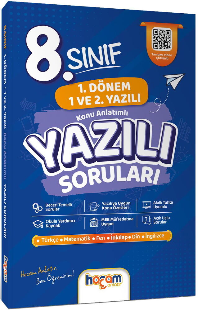 Hocam Anlatır 8. Sınıf Konu Anlatımlı Yazılı Soruları Tamamı Video Çözümlü-Hediye Planlama Kitapçığı - Kolektif kitap kapağı