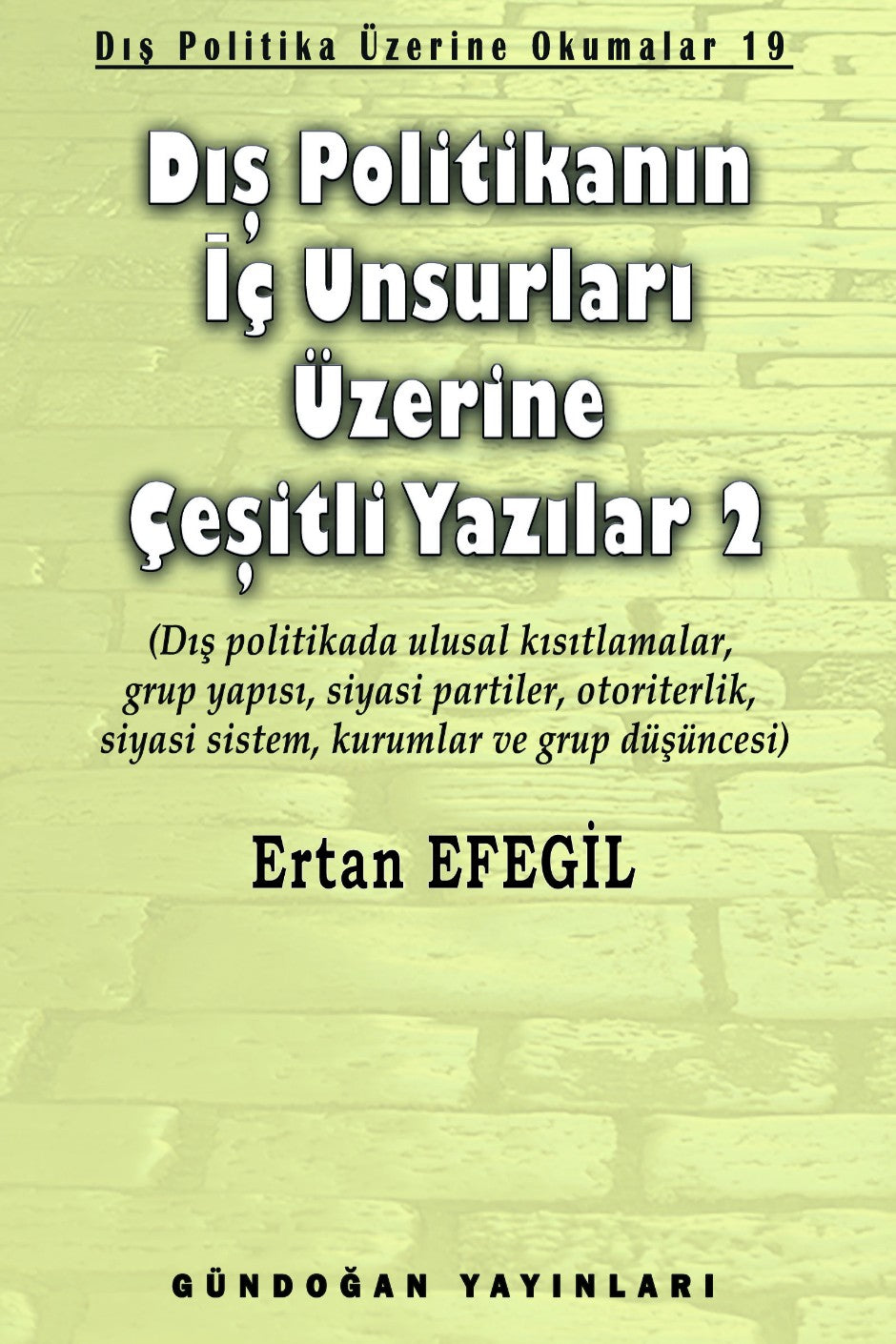 Dış Politikanın İç Unsurları Üzerine Çeşitli Yazılar 2 Dış Politika Üzerine Okumalar 19 - Prof. Dr. Ertan Efegil kitap kapağı