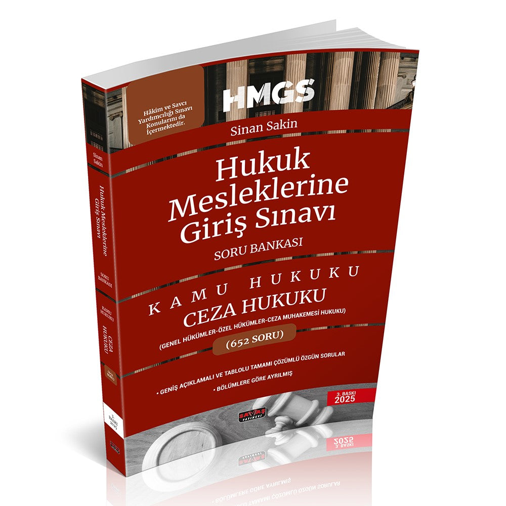 HMGS Hukuk Mesleklerine Giriş Sınavı Soru Bankası Kamu Hukuku Ceza Hukuku - Sinan Sakin kitap kapağı