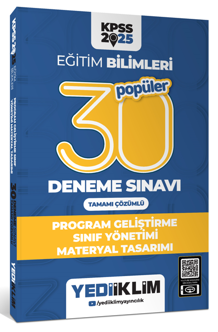 2025 KPSS Eğitim Bilimleri 30 Popüler Program Geliştirme- Sınıf Yönetimi- Materyal Tasarımı Tamamı Çözümlü Deneme Sınavı - Komisyon kitap kapağı