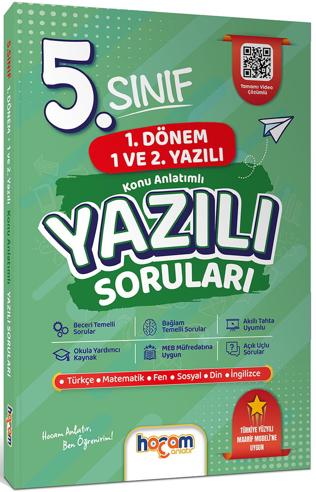 5. Sınıf Konu Anlatımlı Yazılı Soruları Tamamı Video Çözümlü-Hediye Planlama Kitapçığı - Kolektif kitap kapağı