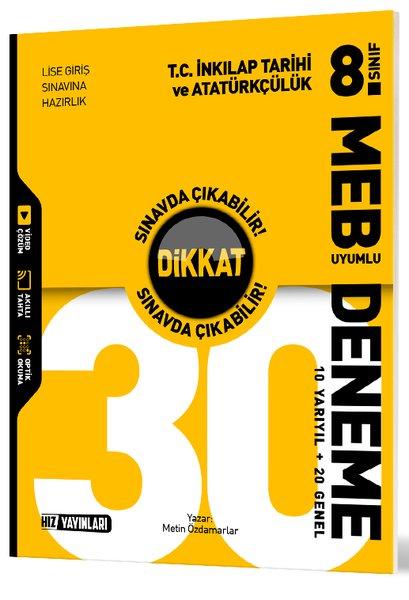 8. Sınıf 30 Lu Deneme T.C. İnkılap Tarihi ve Atatürkçülük | Hız Yayınları (İnce Kapak)  - Resim 1