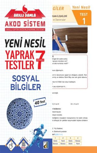 Akıllı Damla Sosyal Bilgiler Yeni Nesil Yaprak Testler - 7. Sınıf