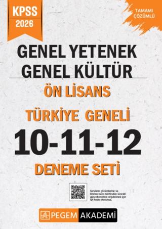 2026 KPSS Genel Yetenek Genel Kültür Ön Lisans Tamamı Çözümlü Türkiye Geneli 10-11-12 (3'lü Deneme Seti) | Pegem Akademi Yayıncılık (Ciltsiz)  - Resim 1