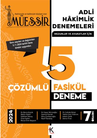 Müessir Adli Hakimlik Denemeleri- 2024 Çözümlü 5 Deneme | Kuram Kitap (Ciltsiz)  - Resim 1