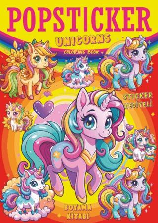 Popstickers - Unicorns Boyama Kitabı | Lama Toys (Ciltsiz)  - Resim 1