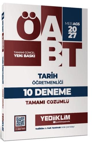 2027 MEB AGS ÖABT Tarih Öğretmenliği Tamamı Çözümlü 10 Deneme Sınavı | Yediiklim Yayınları (Ciltsiz)  - Resim 1
