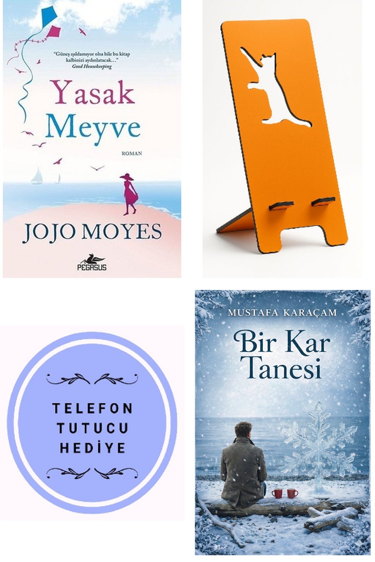 Yasak Meyve - Jojo Moyes + Telefon Tutucu + Bir Kar Tanesi kitap kapağı