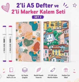 Note The Time 2li A5 Defter + 2li Marker Kalem - 2. Set | Note The Time - Resim 1